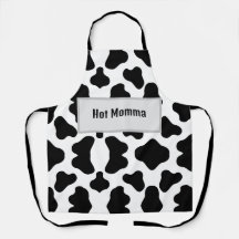 Zwart & wit "hot Momma" koeienhuid design schort