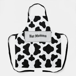 Zwart & wit "hot Momma" koeienhuid design schort