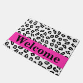 Zwart Wit Hot Pink Leopard Huidpatroon Welkom Deurmat (Schuin)