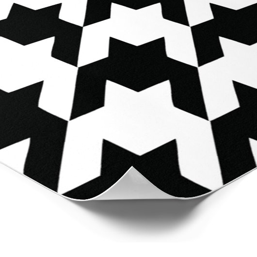 Zwart-wit Houdstooth Patroon Poster (Hoek)