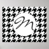Zwart-wit Houdstooth Patroon Poster (Voorkant)