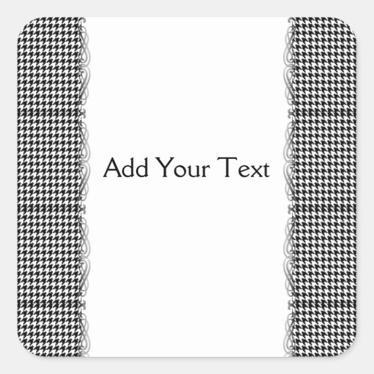 Zwart-wit Houndstooth Deze categorie beheren Vierkante Sticker (Voorkant)