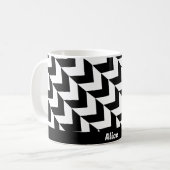 Zwart Wit Houndstooth Driehoeken Pijlen Patroon Koffiemok (Voorkant links)