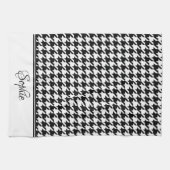 Zwart-wit Houndstooth Gepersonaliseerd Theedoek (Horizontaal)