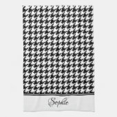 Zwart-wit Houndstooth Gepersonaliseerd Theedoek (Verticaal)