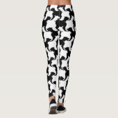 Zwart-wit Houndstooth met honden leggings (Achterkant)
