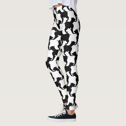 Zwart-wit Houndstooth met honden leggings (Links)
