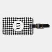 Zwart & Wit Houndstooth Monogram Bagagelabel (Voorkant horizontaal)