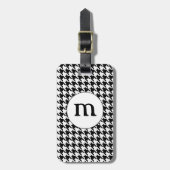 Zwart & Wit Houndstooth Monogram Bagagelabel (Voorkant verticaal)