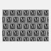 Zwart-wit Houndstooth Monogram Polka Dot Inpakpapier Vel (Voorkant 2)