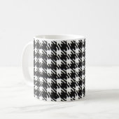 Zwart-wit houndstooth patroon aanpasbaar koffiemok (Voorkant links)
