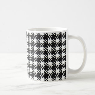 Zwart-wit houndstooth patroon aanpasbaar koffiemok