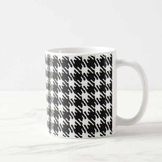 Zwart-wit houndstooth patroon aanpasbaar koffiemok (Rechts)
