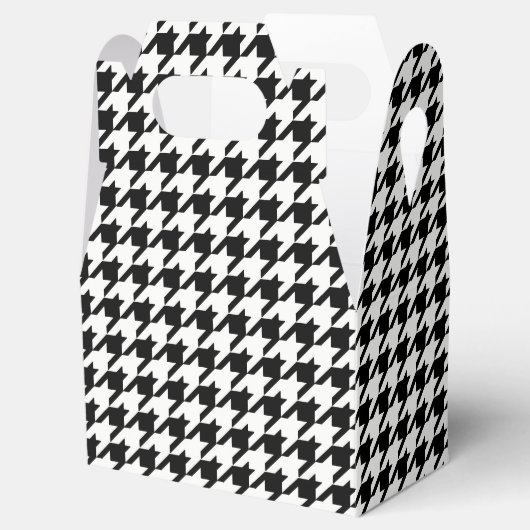 Zwart-wit houndstooth-patroon bedankdoosjes (Geopend)