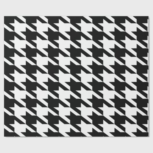 Zwart-wit houndstooth-patroon cadeaupapier (Vlak)
