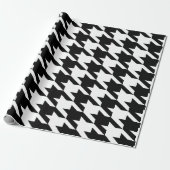 Zwart-wit houndstooth-patroon cadeaupapier (Uitgerold)