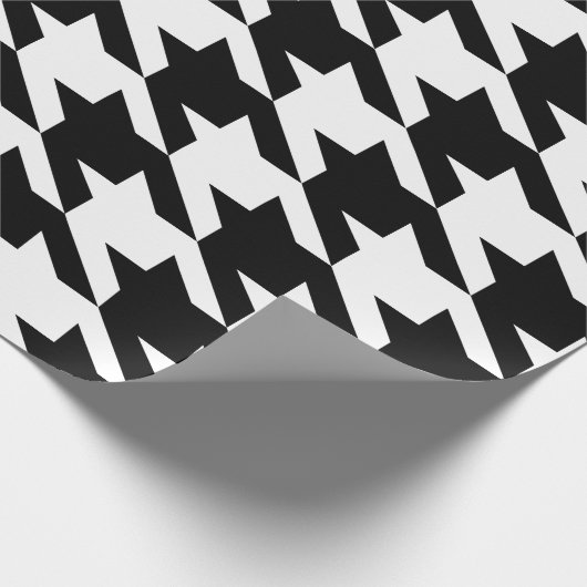 Zwart-wit houndstooth-patroon cadeaupapier (Hoek)