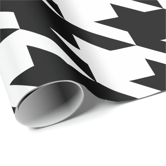 Zwart-wit houndstooth-patroon cadeaupapier (Rol Hoek)