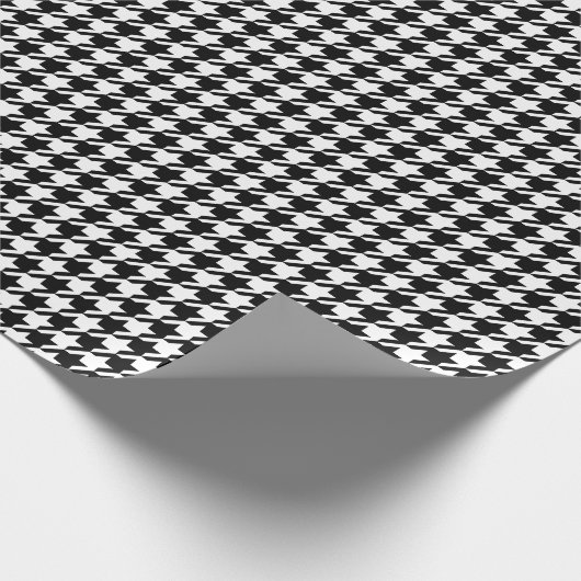 Zwart-wit houndstooth-patroon cadeaupapier (Hoek)