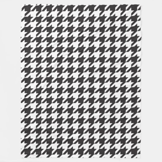 Zwart-wit houndstooth-patroon fleece deken (Voorkant)