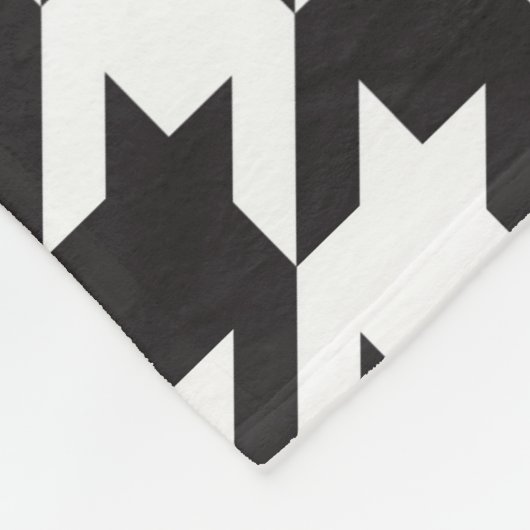 Zwart-wit houndstooth-patroon fleece deken (Hoek)