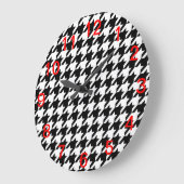 Zwart & Wit Houndstooth Patroon Grote Klok (Hoek)