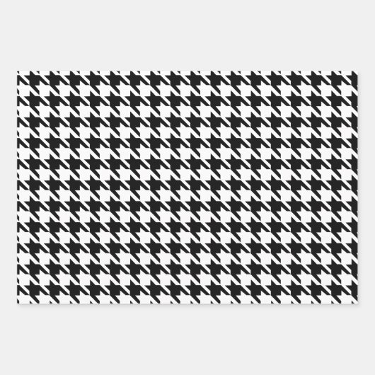 Zwart-wit houndstooth-patroon inpakpapier vel (Voorkant 3)