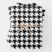 Zwart-wit houndstooth-patroon inpakpapier vel (In situ)