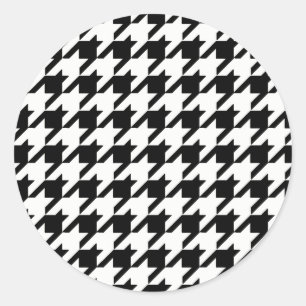 Zwart-wit houndstooth-patroon ronde sticker