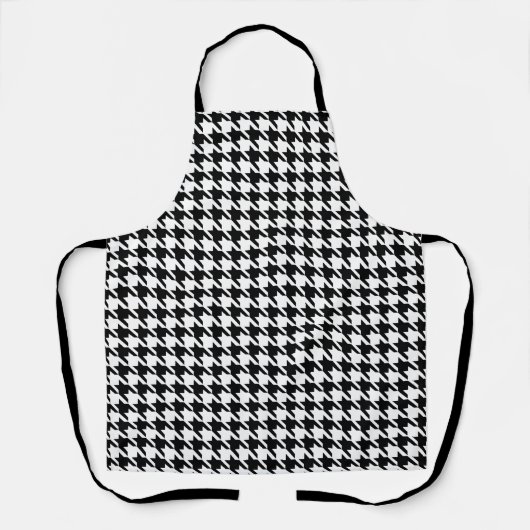 Zwart-wit houndstooth-patroon schort (Voorkant)