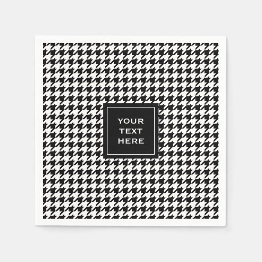 Zwart-wit houndstooth-patroon servetten (Voorkant)