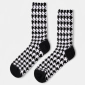 Zwart-wit houndstooth-patroon sokken (Links)
