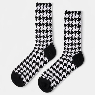 Zwart-wit houndstooth-patroon sokken