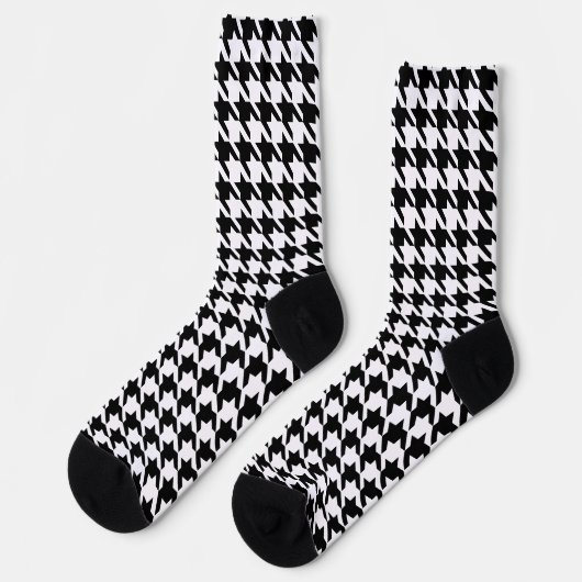 Zwart-wit houndstooth-patroon sokken (Links)