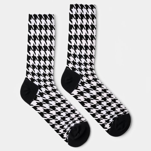 Zwart-wit houndstooth-patroon sokken (Rechts)