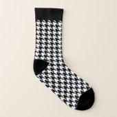 Zwart-wit houndstooth-patroon sokken (Links binnenkant)