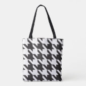 Zwart-wit houndstooth-patroon tote bag (Achterkant)