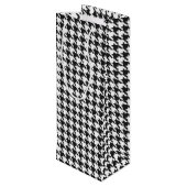 Zwart-wit houndstooth-patroon wijn cadeautas (Achterkant Gekanteld)