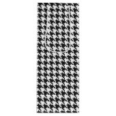 Zwart-wit houndstooth-patroon wijn cadeautas (Voorkant)