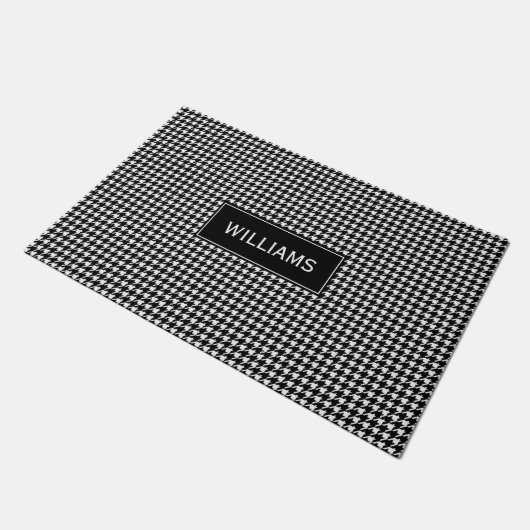 Zwart-wit houndstooth-patroonpatroon deurmat (Schuin)