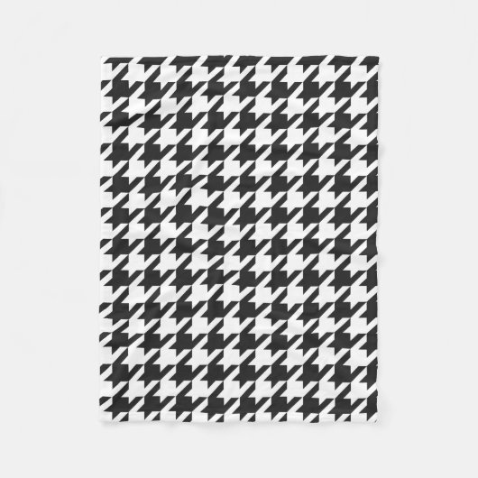 Zwart-wit houndstooth-patroonpatroon fleece deken (Voorkant)