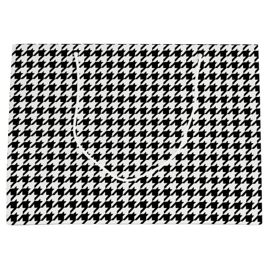 Zwart-wit houndstooth-patroonpatroon groot cadeauzakje (Voorkant)
