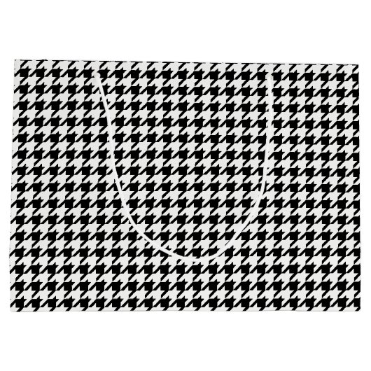 Zwart-wit houndstooth-patroonpatroon groot cadeauzakje (Achterkant)
