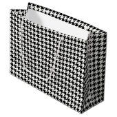 Zwart-wit houndstooth-patroonpatroon groot cadeauzakje (Voorkant Gekanteld)