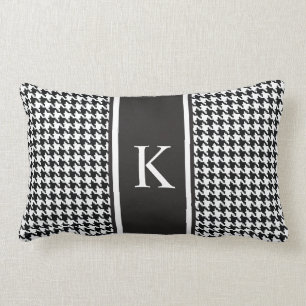 Zwart-wit houndstooth-patroonpatroon kussen