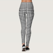 Zwart-wit houndstooth-patroonpatroon leggings (Achterkant)