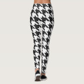 Zwart-wit houndstooth-patroonpatroon leggings (Achterkant)