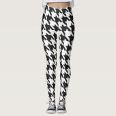 Zwart-wit houndstooth-patroonpatroon leggings (Voorkant)