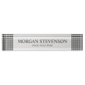 Zwart-wit houndstooth-patroonpatroon naambordje (Voorkant)