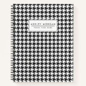 Zwart-wit houndstooth-patroonpatroon notitieboek (Voorkant)